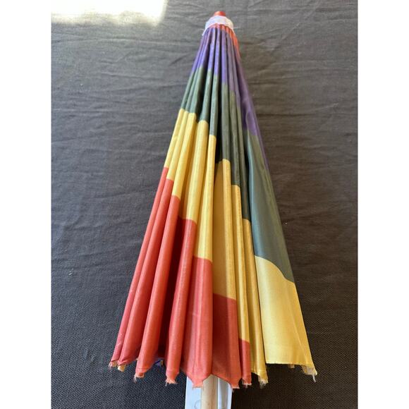 Traditional Vintage Japanese umbrella whirlpool 22” wood handle rainbow Chinese - Picture 16 of 16